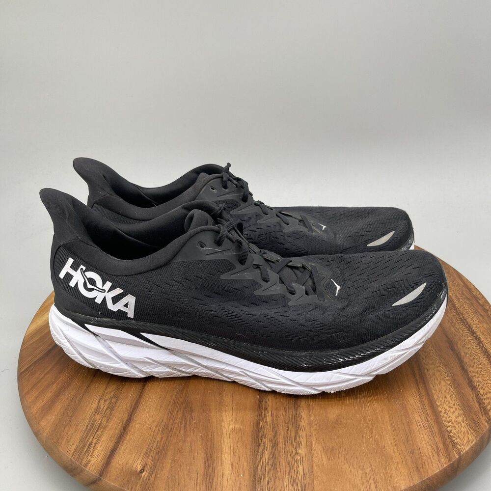 Hoka One One Clifton 8 Shoes Mens Size 15 D Black Running Comfort Walking Gym